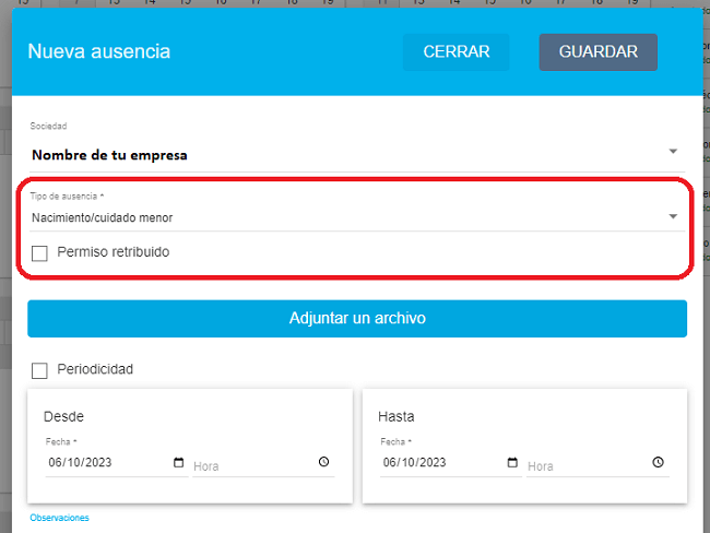 Permiso cuidado de menores sin retribución